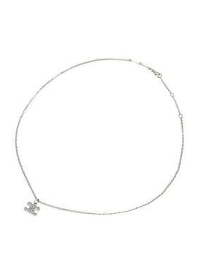 Celine Triomphe Rhinestone Necklace Rhodium Finish
